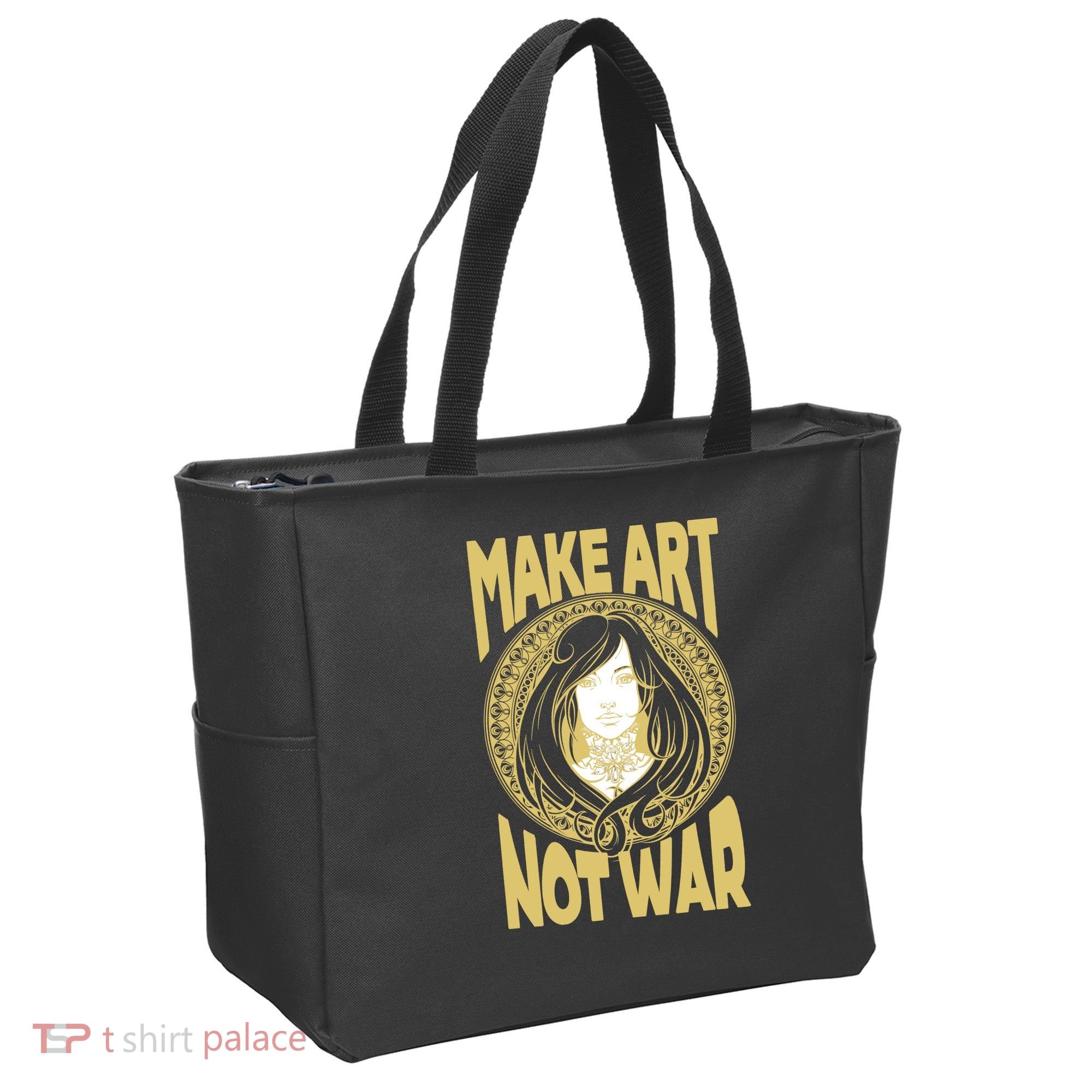 Make Art Not War Cameo Portrait Tote Bag