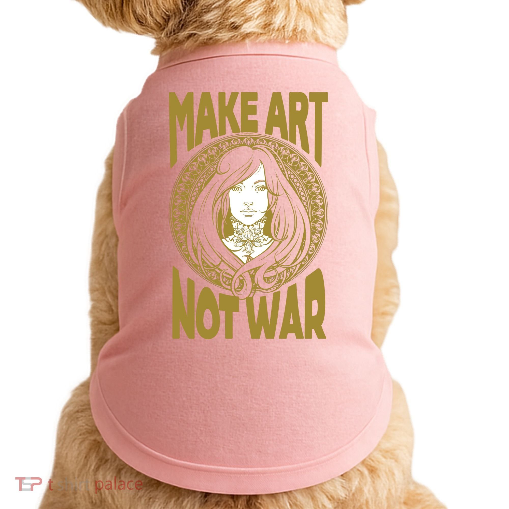 Make Art Not War Cameo Portrait Doggie Tank