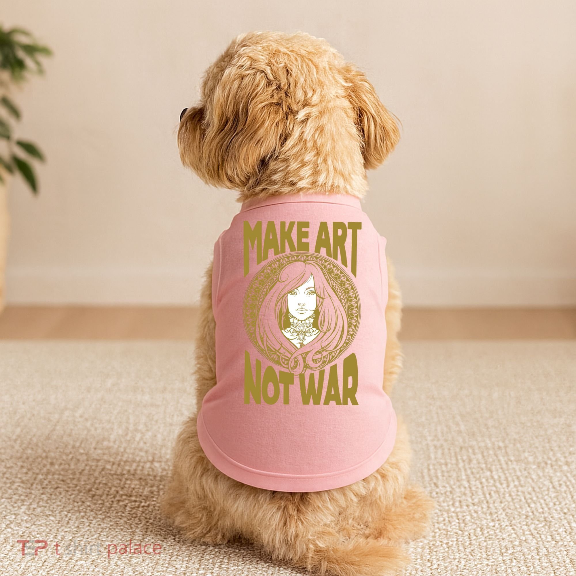Make Art Not War Cameo Portrait Doggie Tank