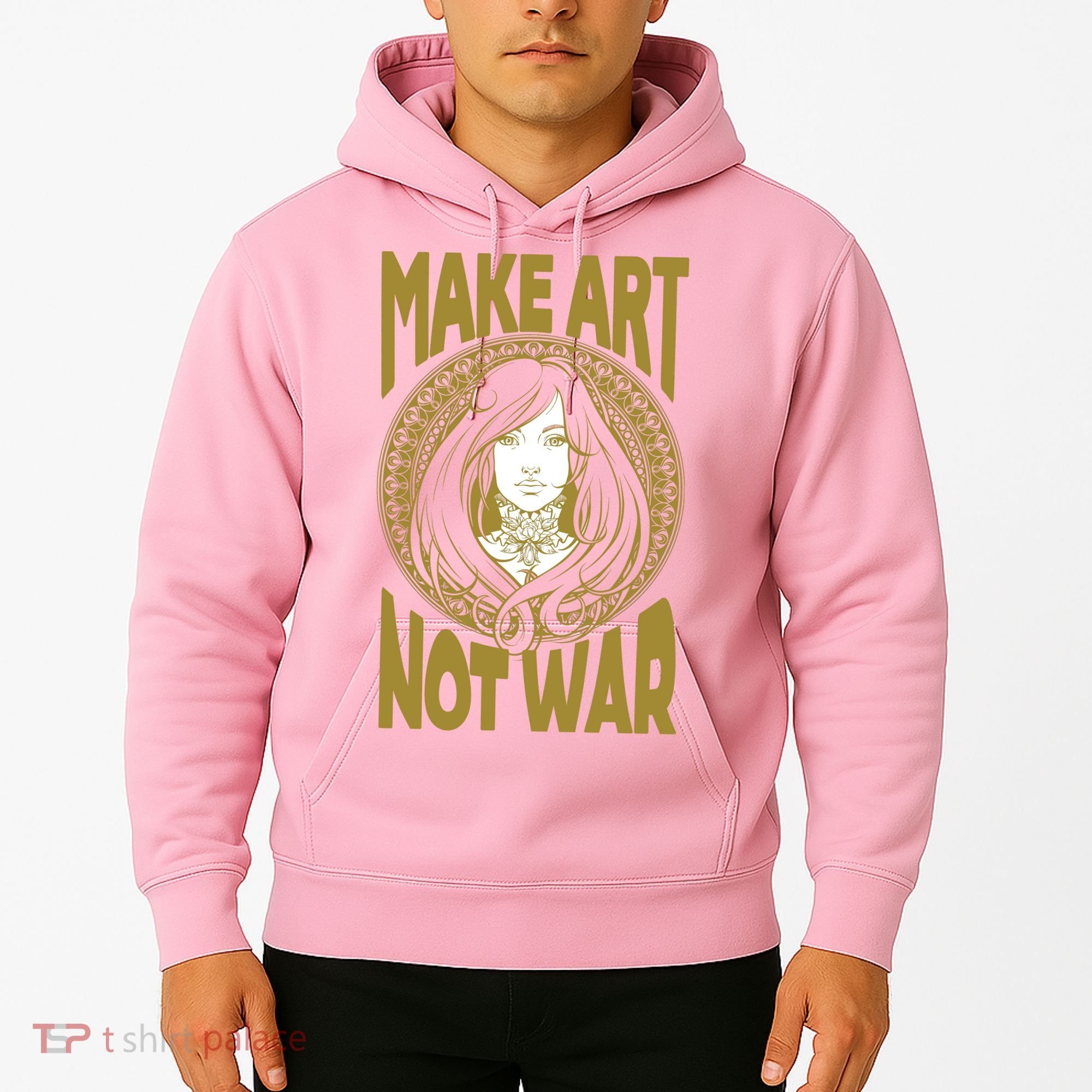 Make Art Not War Cameo Portrait Hoodie