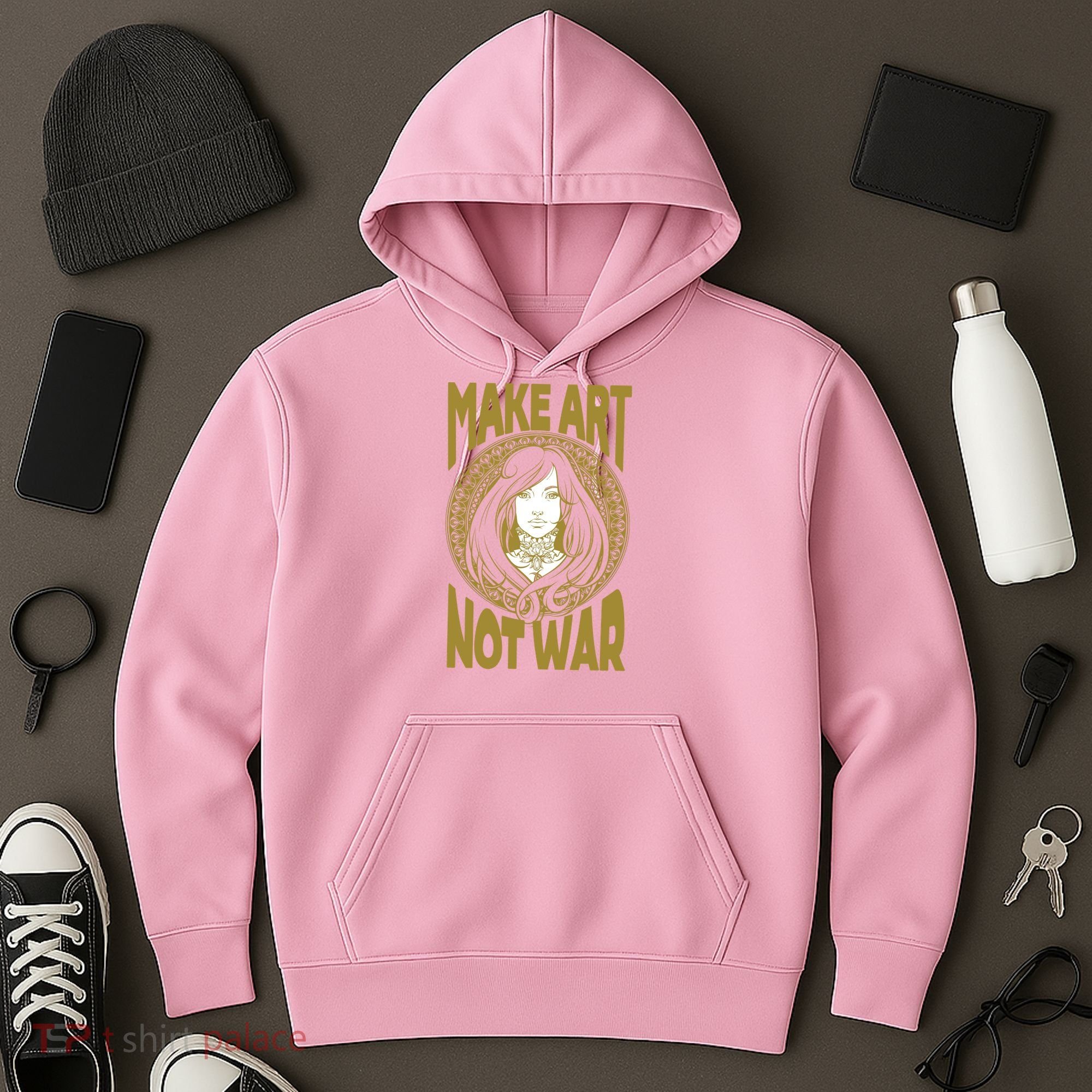 Make Art Not War Cameo Portrait Hoodie