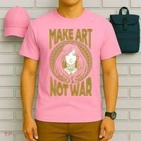 Make Art Not War Cameo Portrait T-Shirt thumb 6