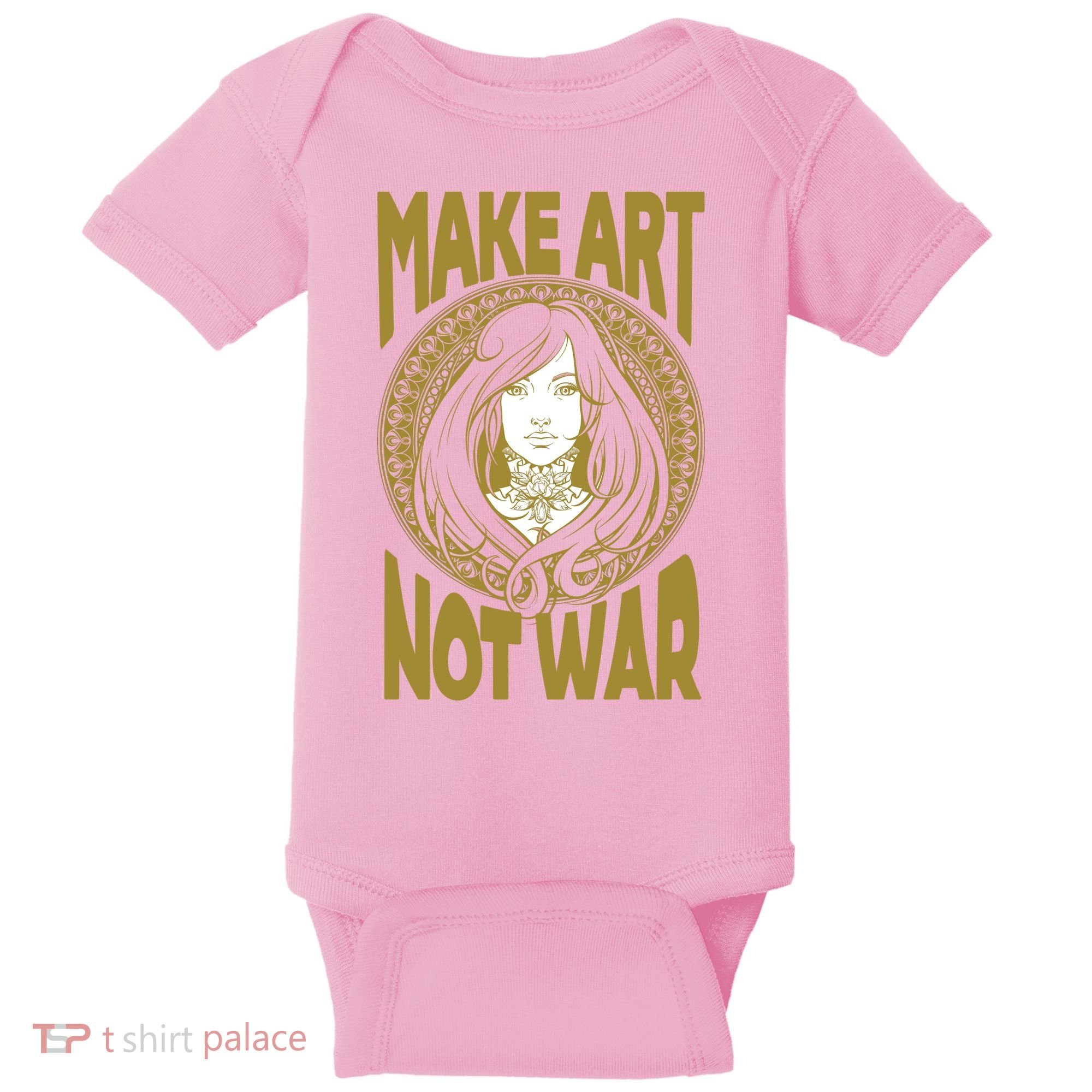 Make Art Not War Cameo Portrait Baby Bodysuit