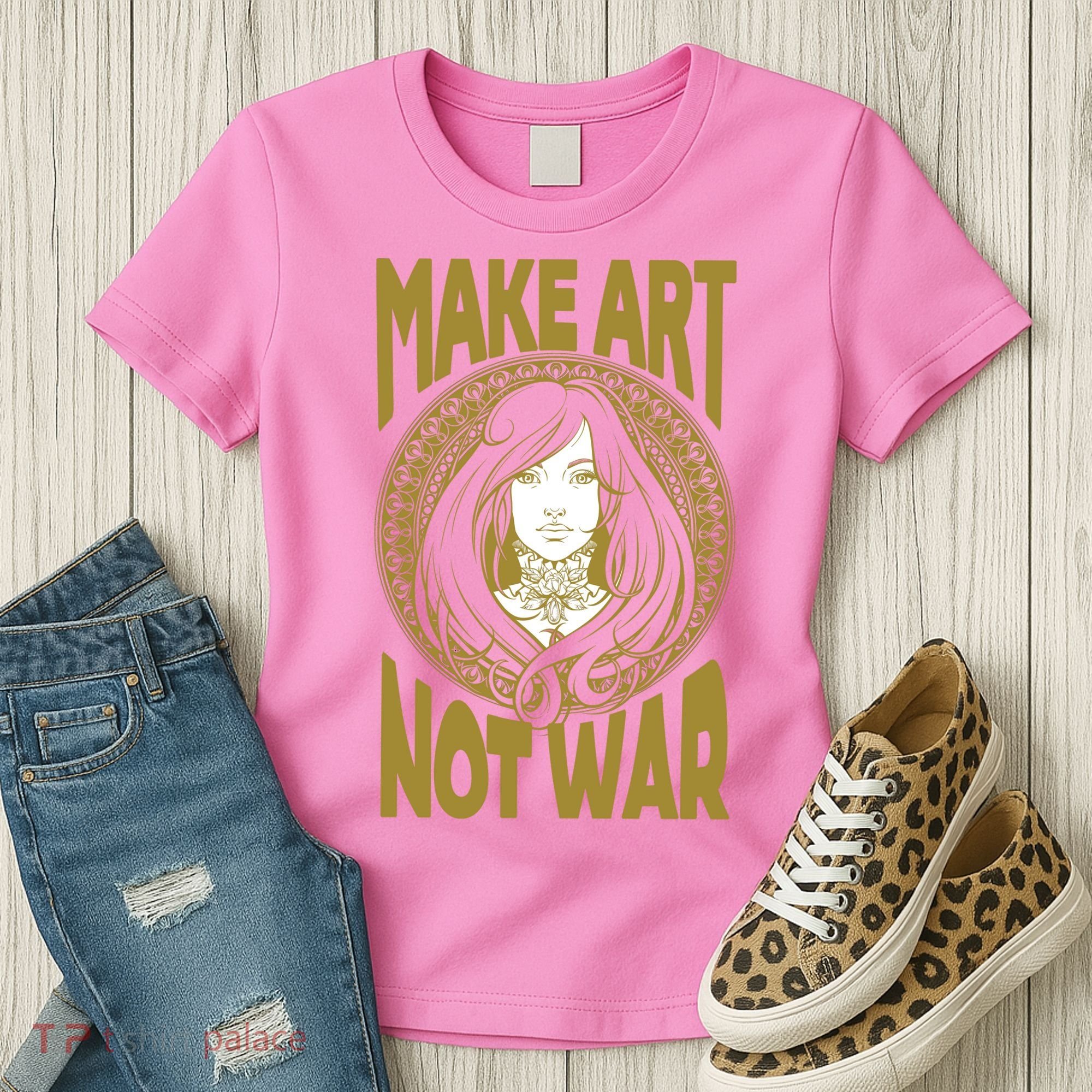 Make Art Not War Cameo Portrait Women's T-Shirt