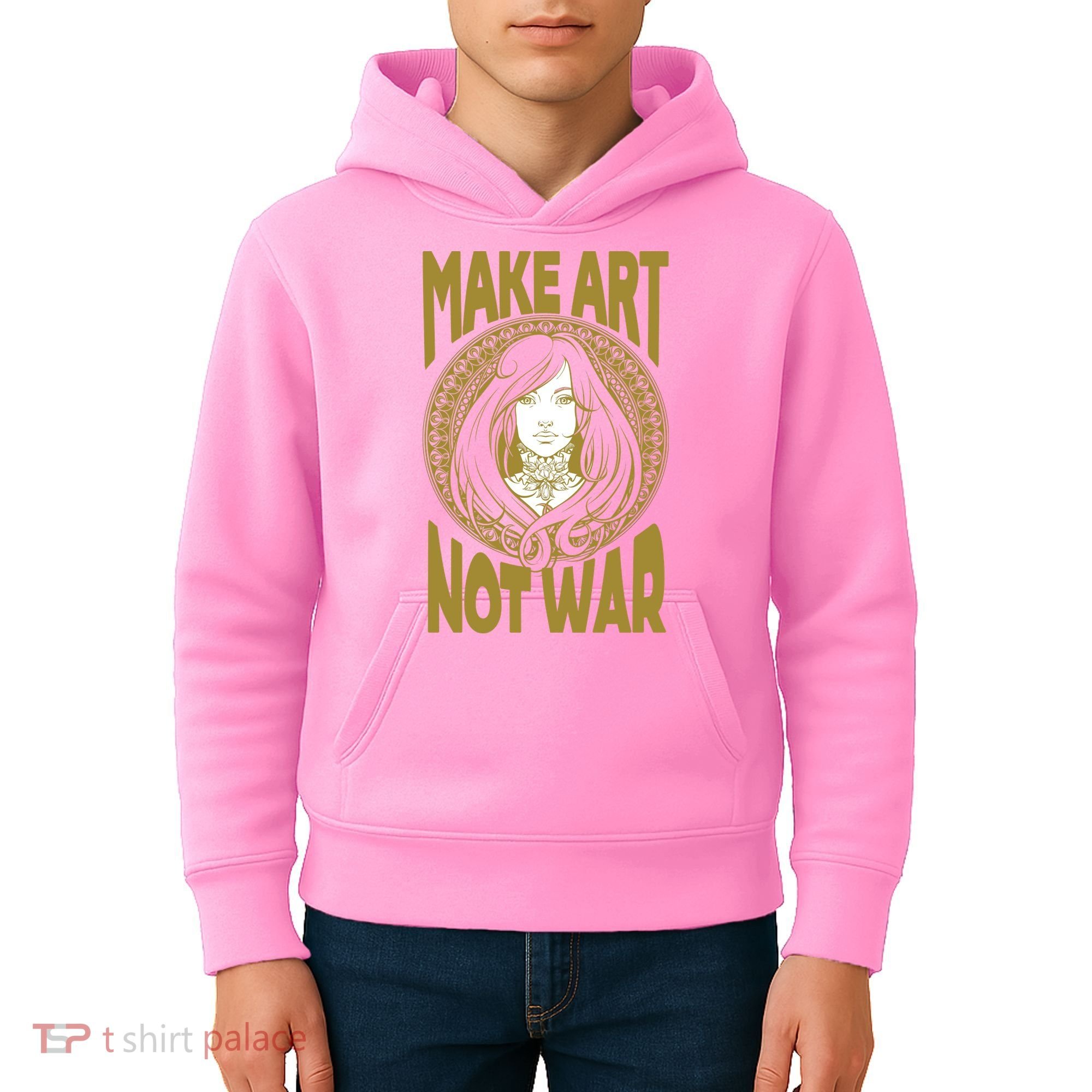 Make Art Not War Cameo Portrait Kids Hoodie