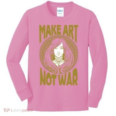 Make Art Not War Cameo Portrait Kids Long Sleeve Shirt