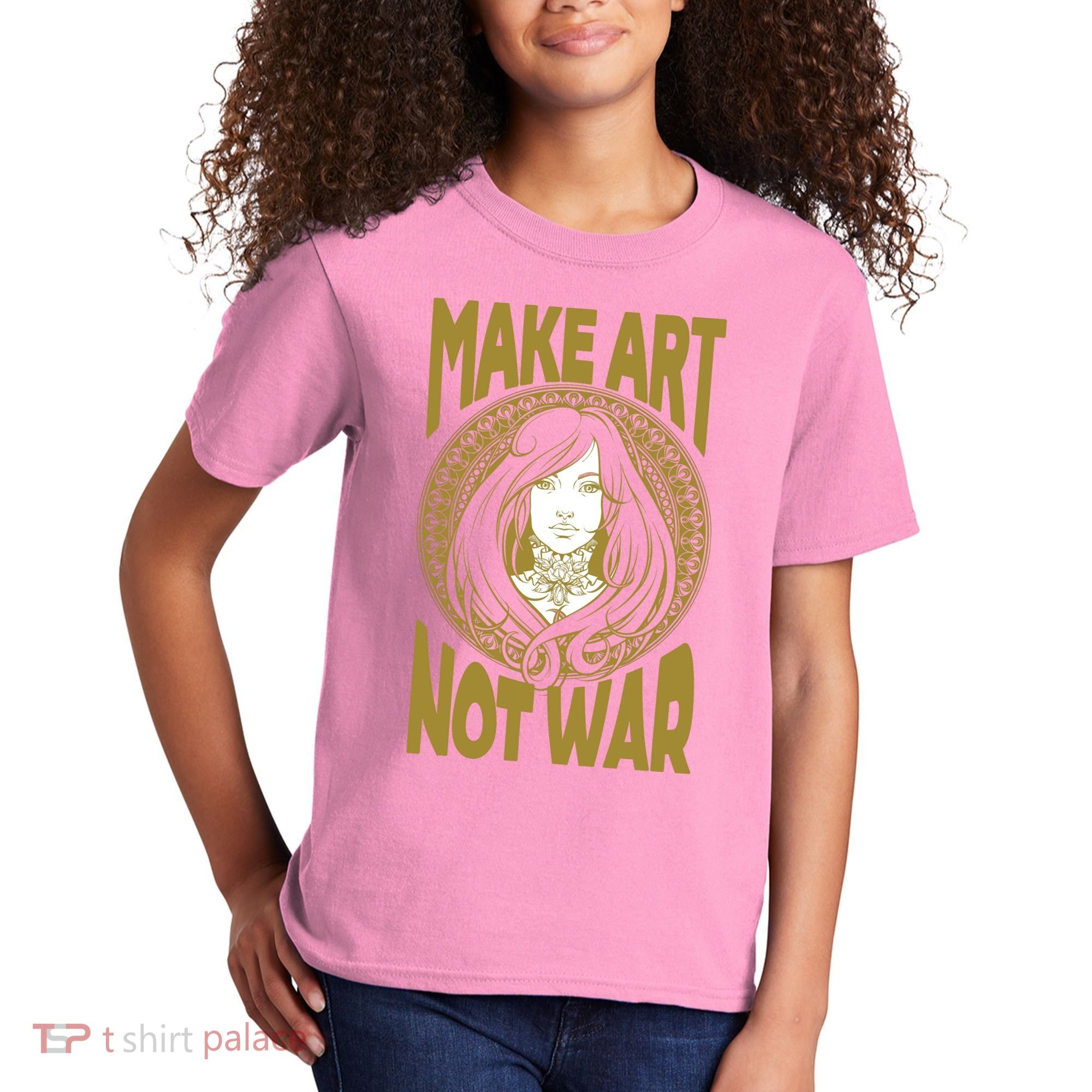 Make Art Not War Cameo Portrait Kids T-Shirt