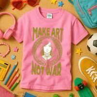 Make Art Not War Cameo Portrait Kids T-Shirt thumb 3