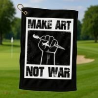 Make Art Not War Golf Towel thumb 1