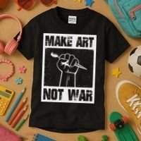 Make Art Not War Kids T-Shirt thumb 3