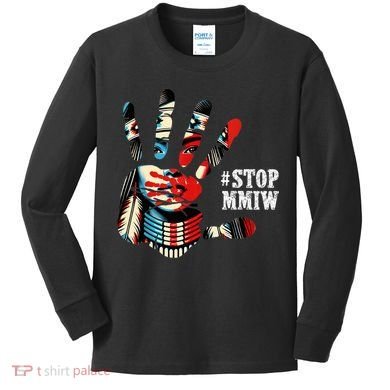 MMIW Awareness Native American Stop MMIW  Kids Long Sleeve Shirt