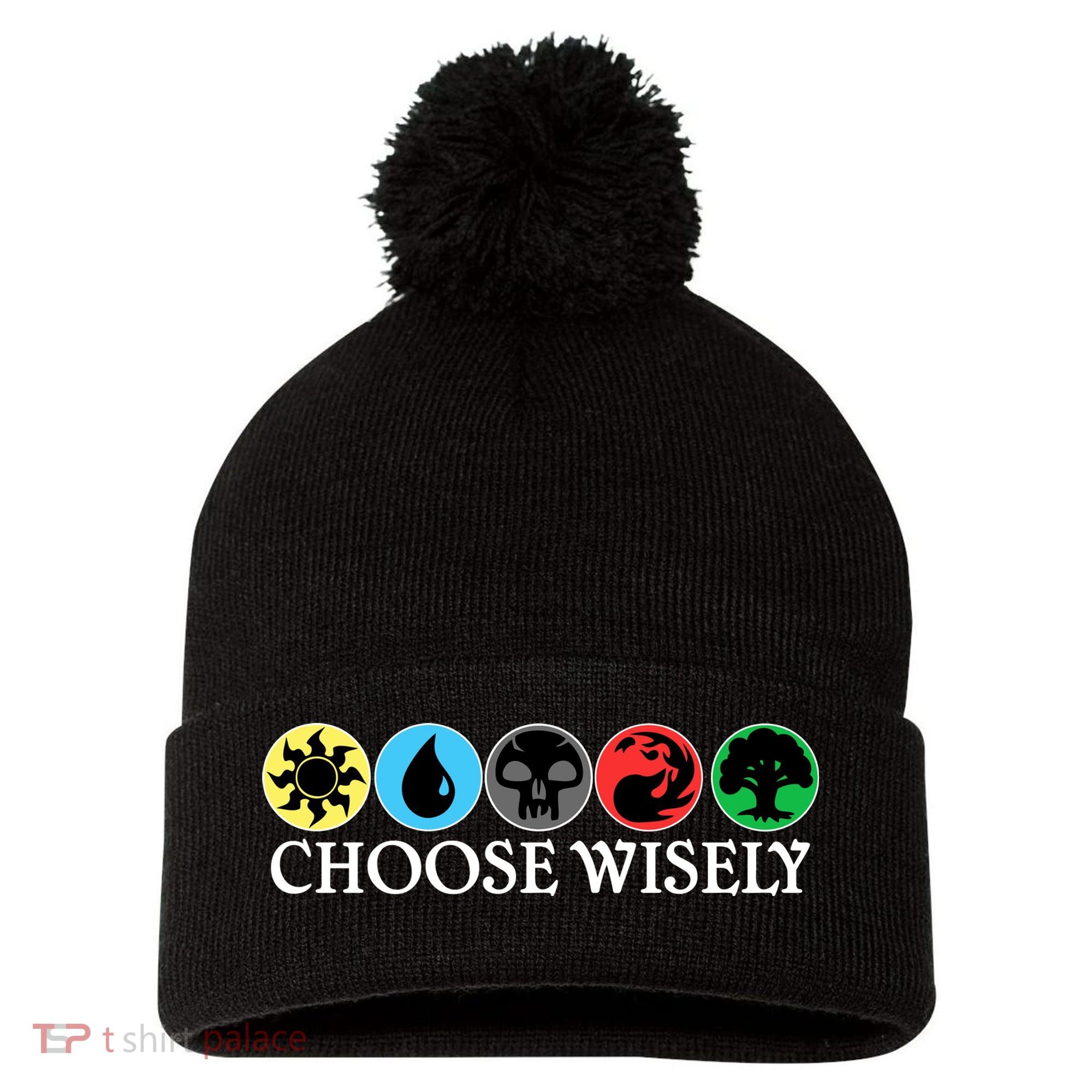 Mana Symbols Gathering Magic Choose Wisely  Pom Pom 12in Knit Beanie