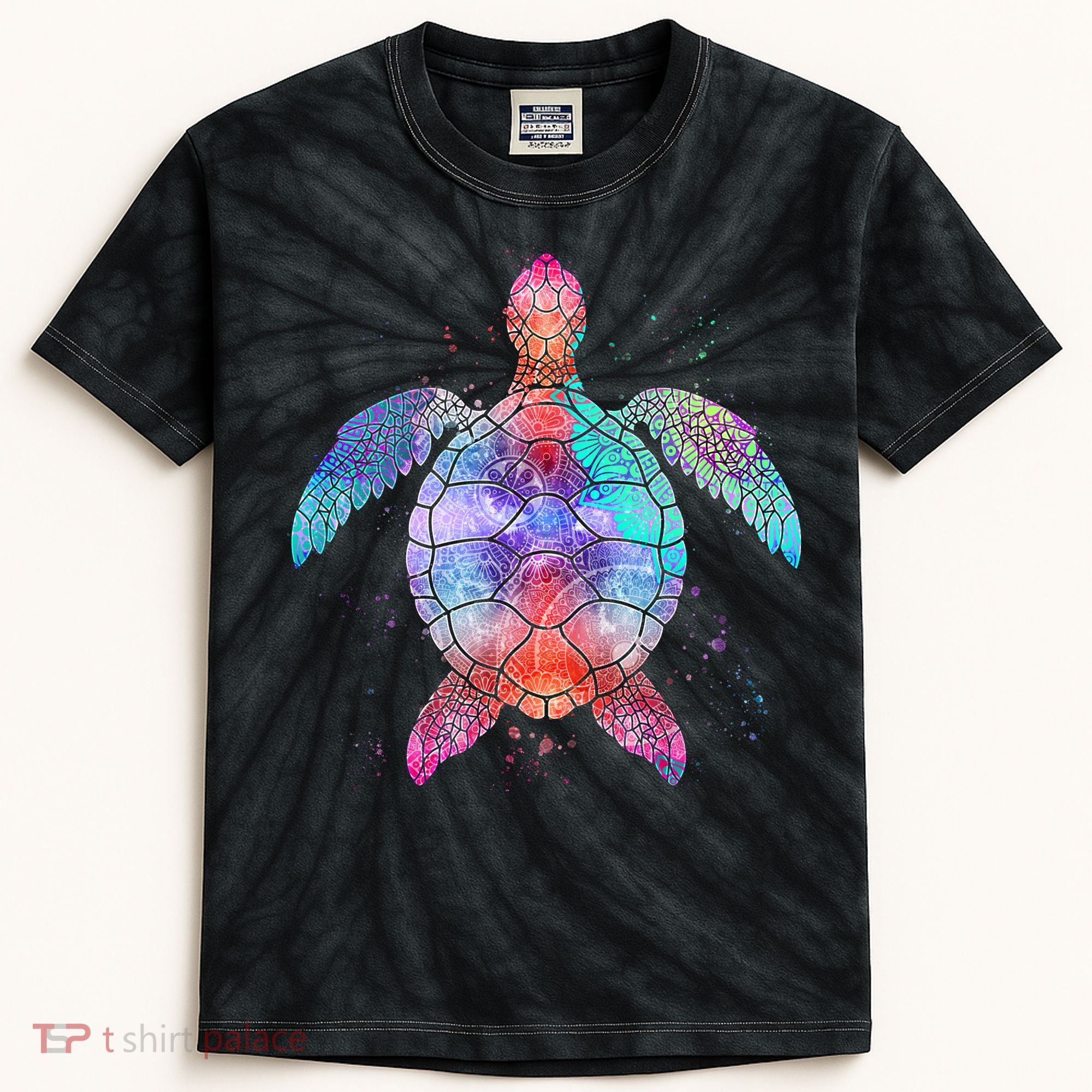 Mandala Sea Turtle Kids Tie-Dye T-Shirt