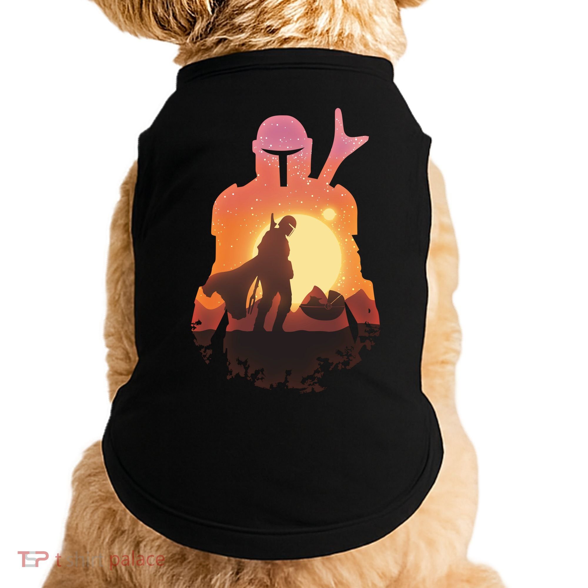 Mando Sunset Illustration Cool Graphic Doggie Tank