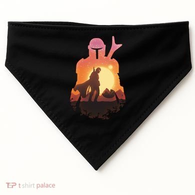 Mando Sunset Illustration Cool Graphic USA-Made Doggie Bandana