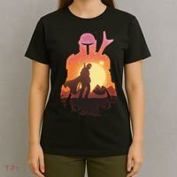 Mando Sunset Illustration Cool Graphic T-Shirt thumb 4
