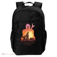 Mando Sunset Illustration Cool Graphic Backpack thumb 0