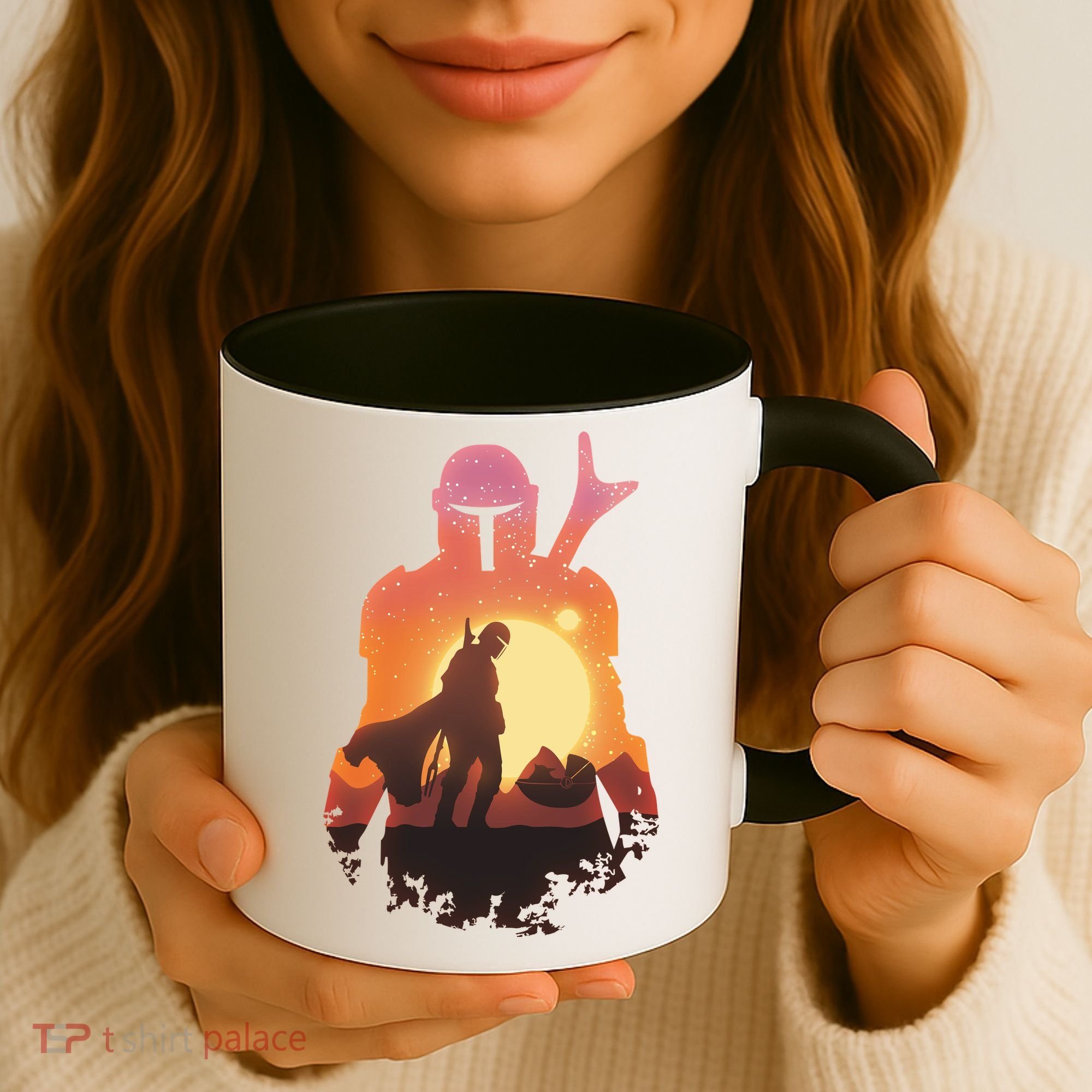 Mando Sunset Illustration Cool Graphic Coffee Mug