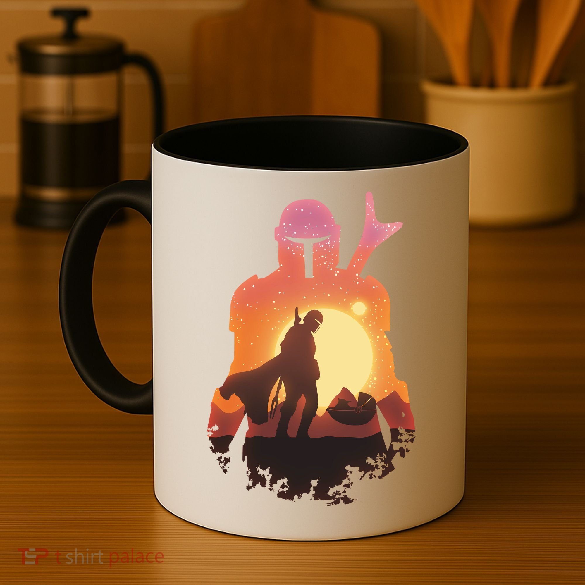 Mando Sunset Illustration Cool Graphic Coffee Mug