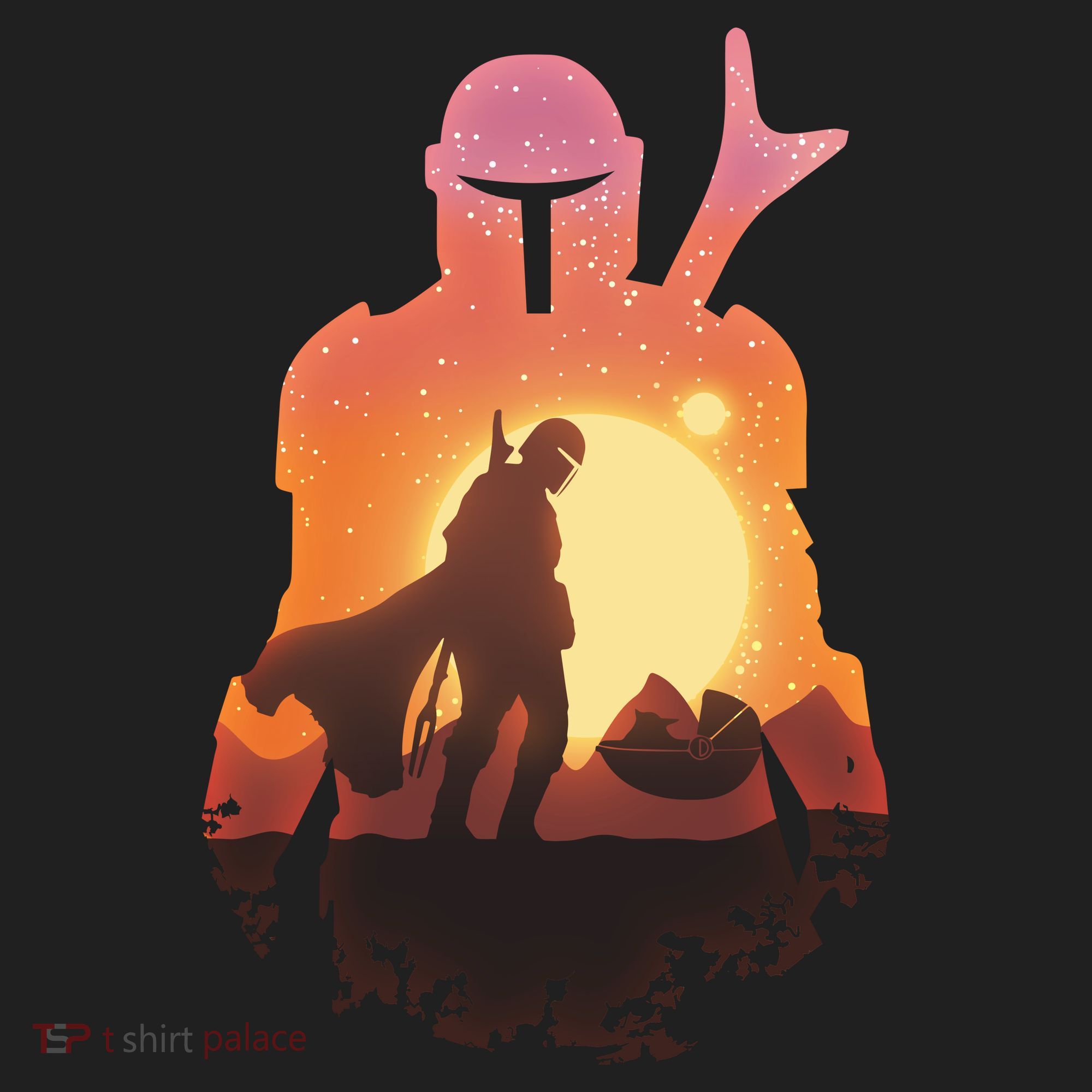 Mando Sunset Illustration Cool Graphic Beanie