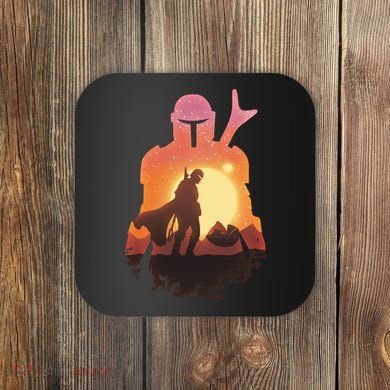 Mando Sunset Illustration Cool Graphic Coaster