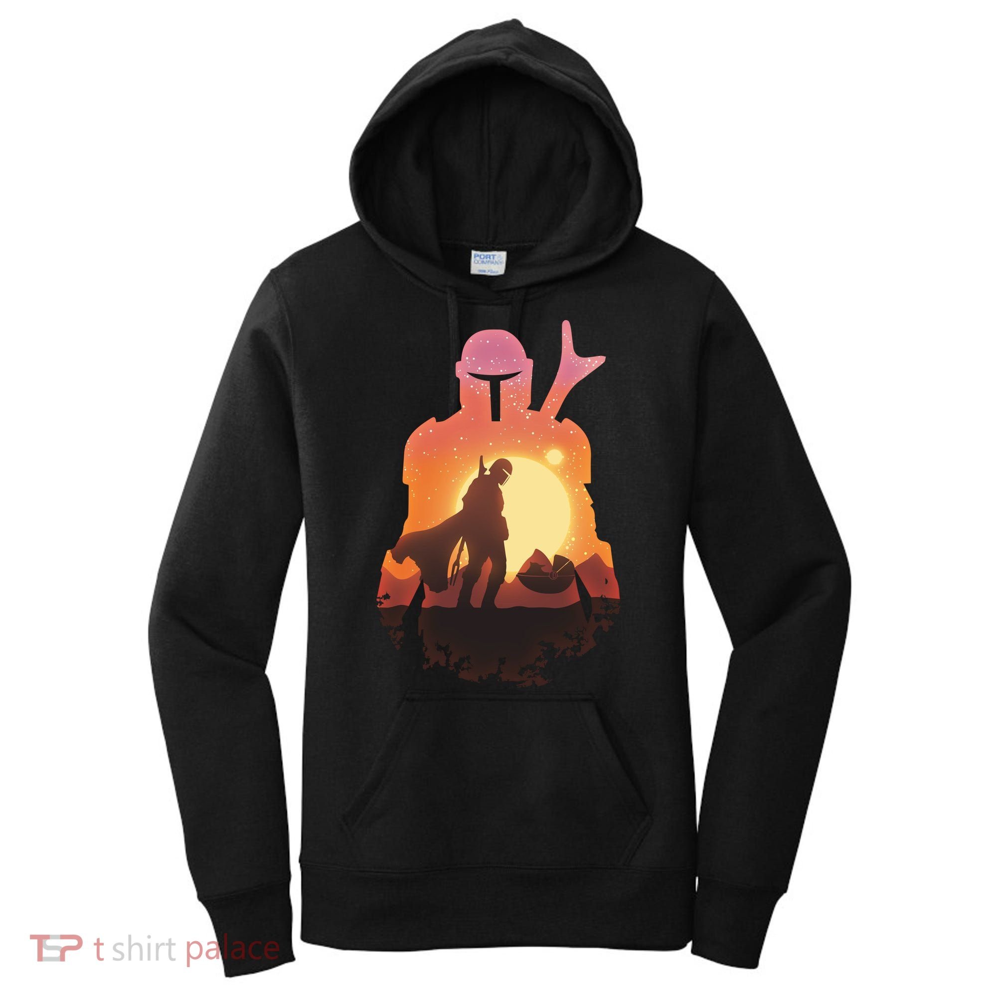 Mando Sunset Illustration Cool Graphic Women's Hoodie