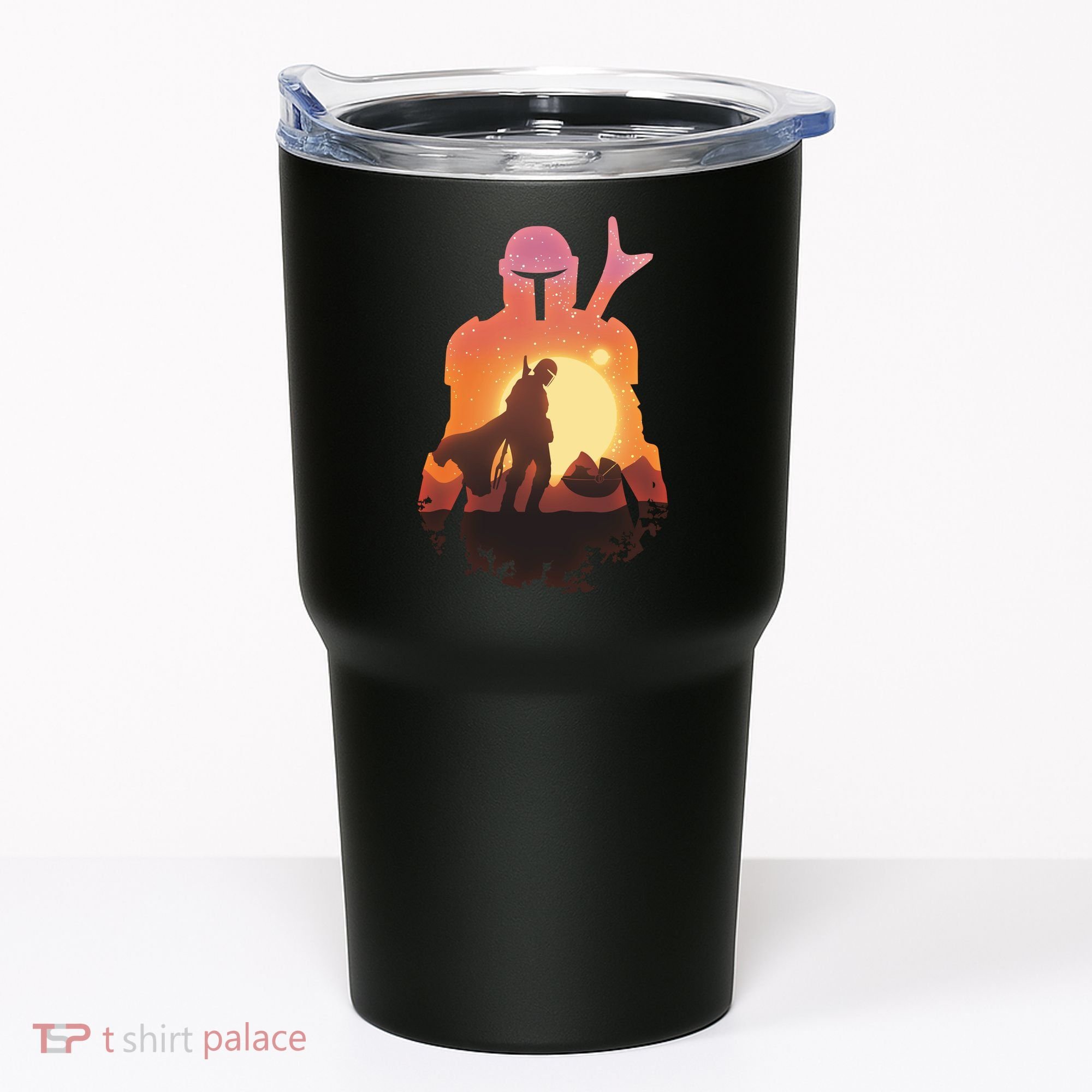 Mando Sunset Illustration Cool Graphic Tumbler