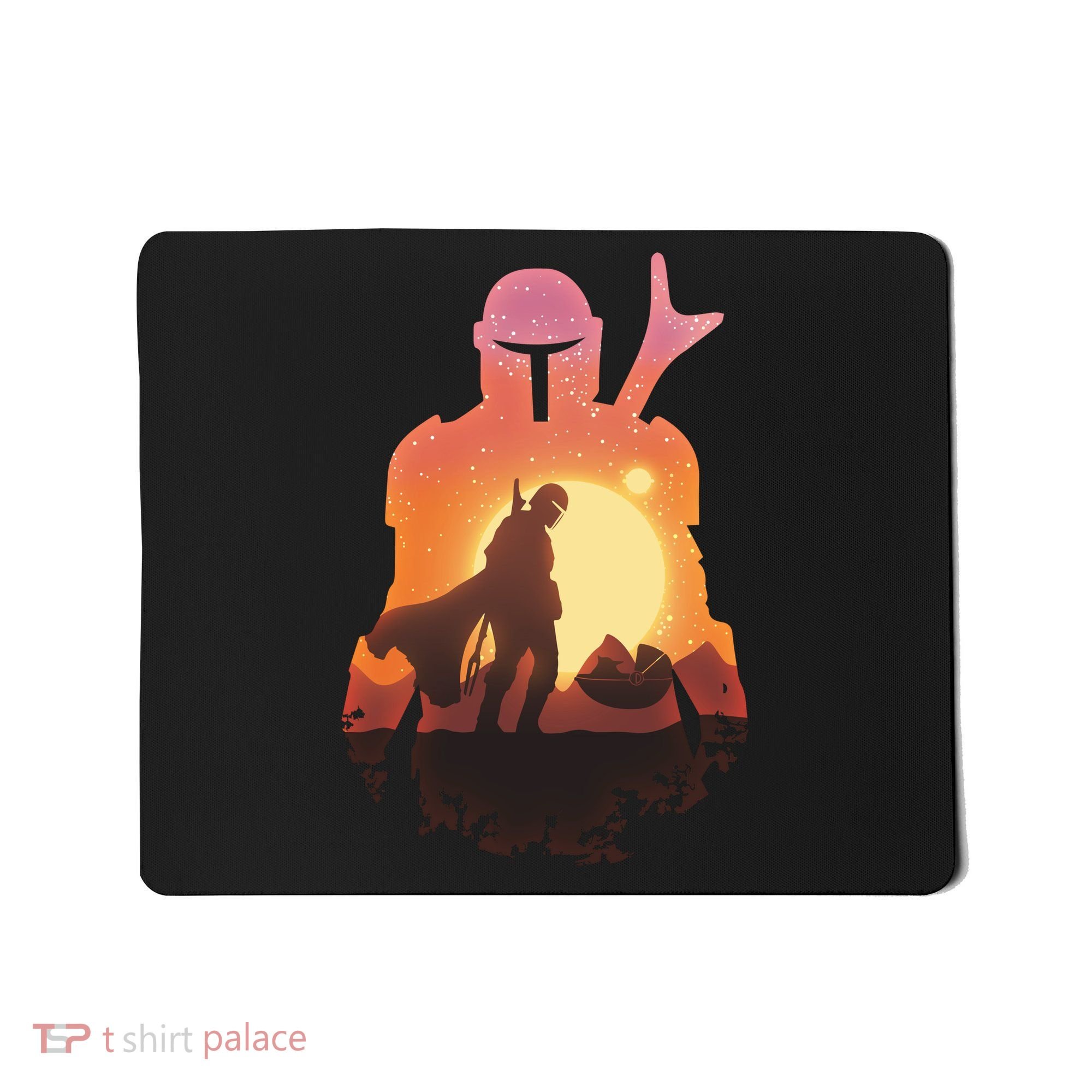 Mando Sunset Illustration Cool Graphic Mousepad