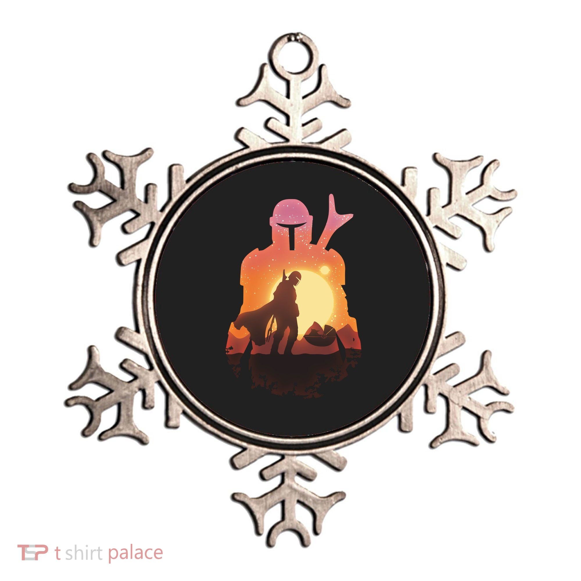 Mando Sunset Illustration Cool Graphic Ornament