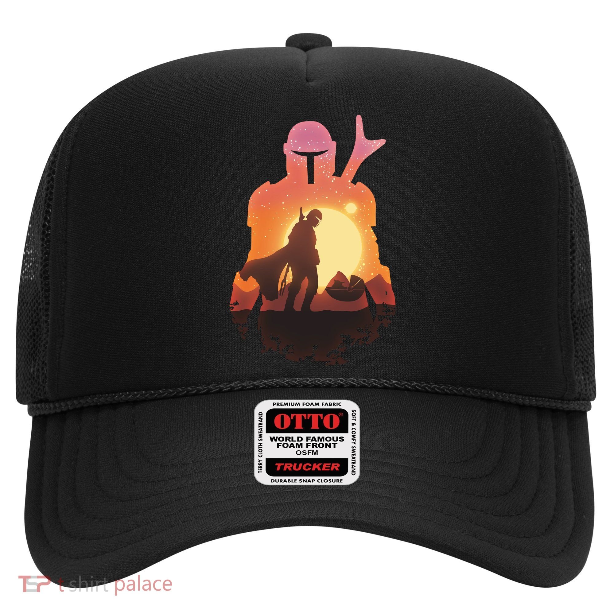 Mando Sunset Illustration Cool Graphic Hat