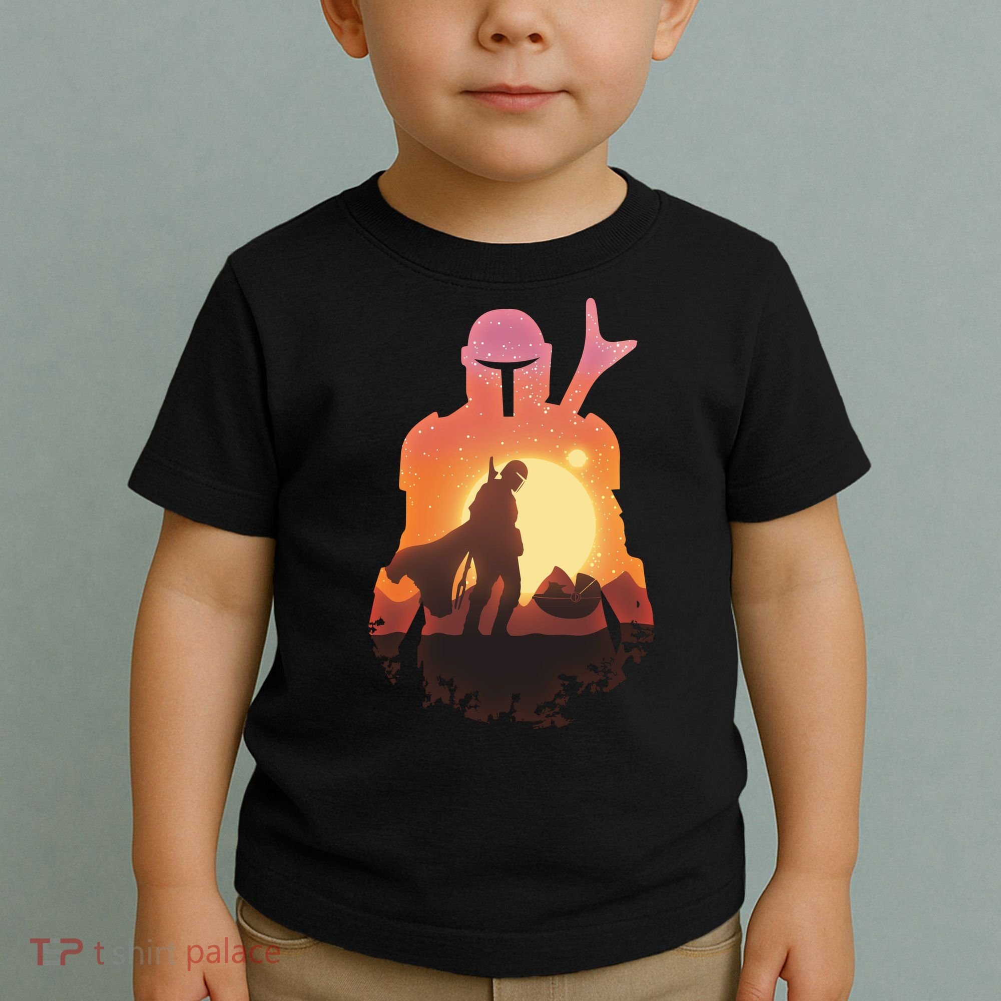 Mando Sunset Illustration Cool Graphic Toddler T-Shirt