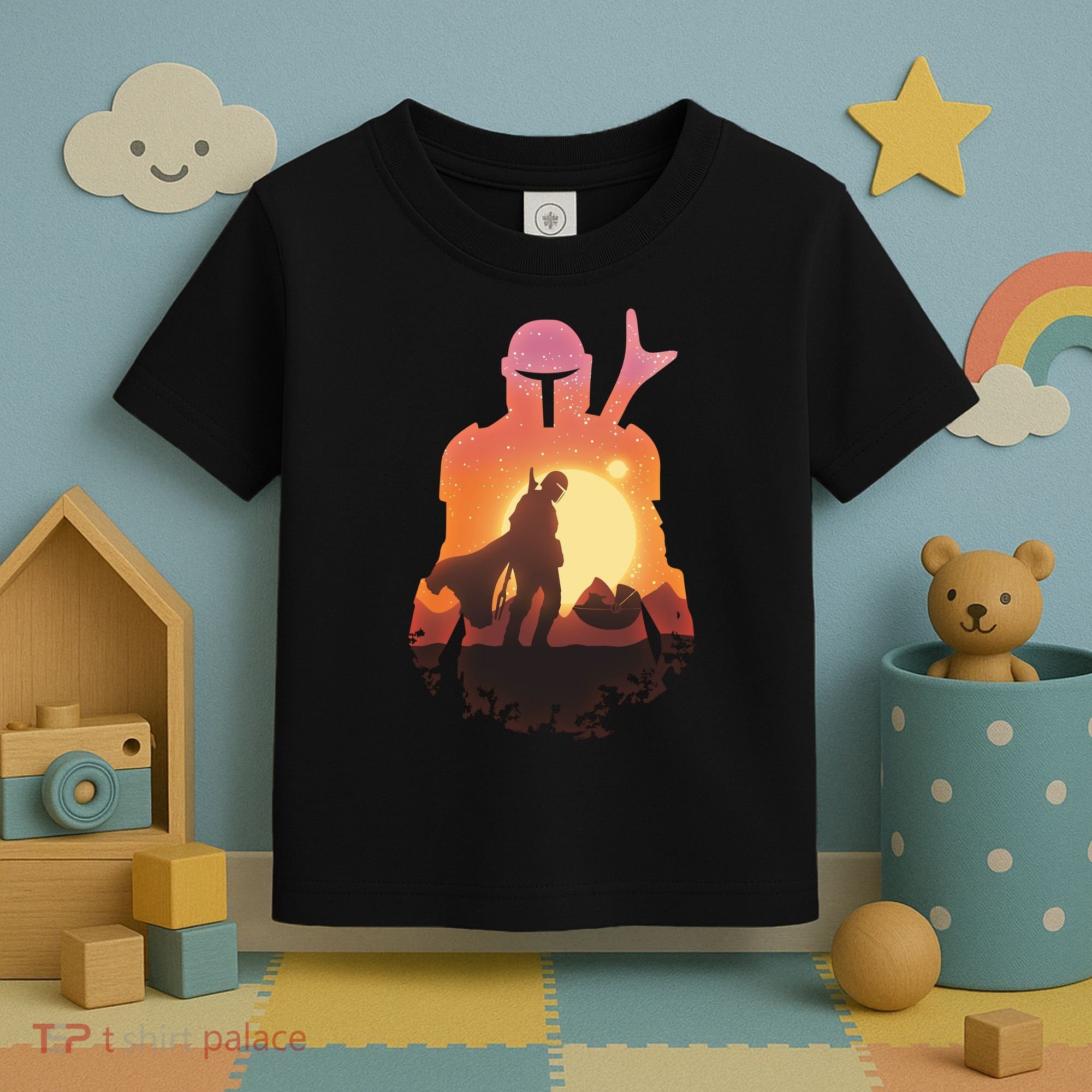 Mando Sunset Illustration Cool Graphic Toddler T-Shirt