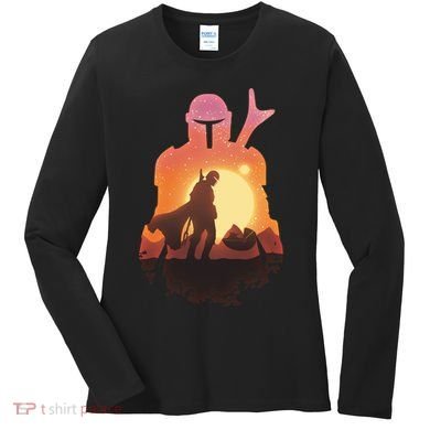 Mando Sunset Illustration Cool Graphic Women's Long Sleeve Shirt