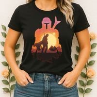 Mando Sunset Illustration Cool Graphic Women's T-Shirt thumb 2