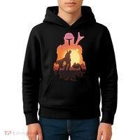 Mando Sunset Illustration Cool Graphic Kids Hoodie thumb 4