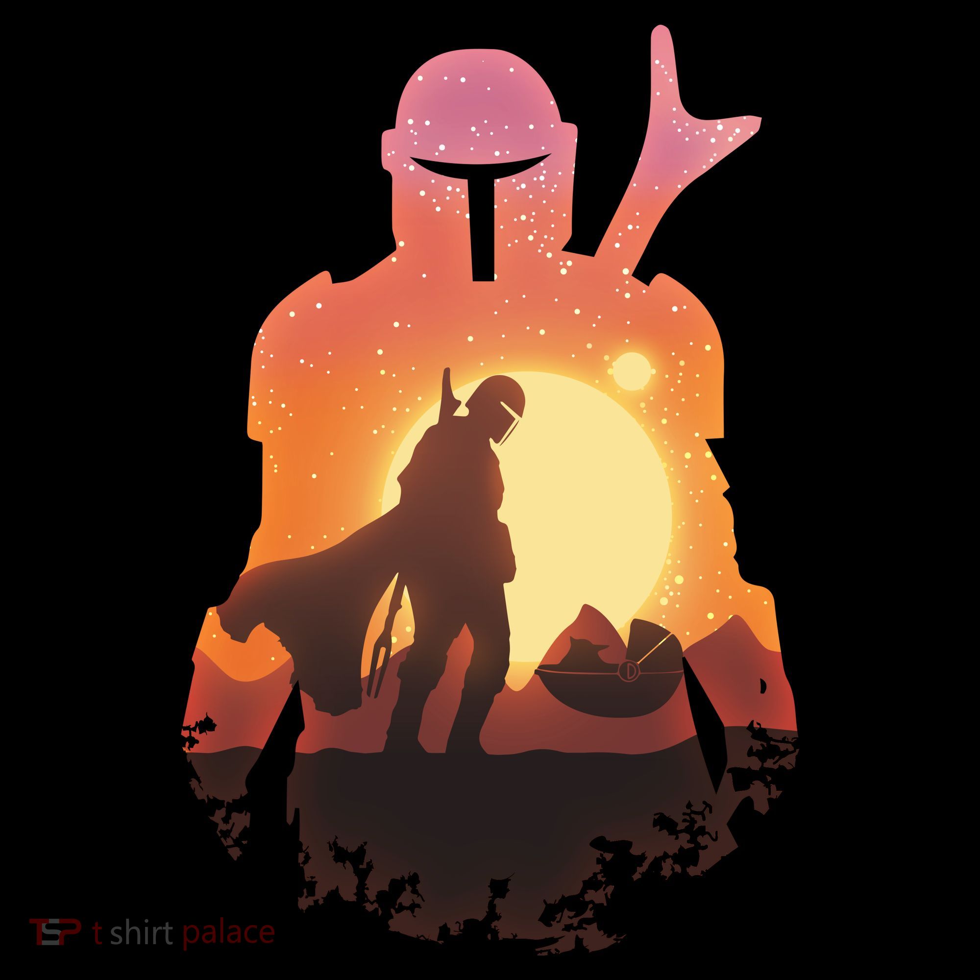 Mando Sunset Illustration Cool Graphic Kids Hoodie