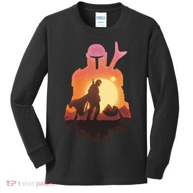 Mando Sunset Illustration Cool Graphic Kids Long Sleeve Shirt