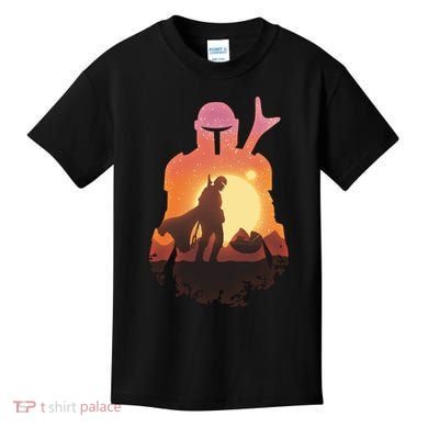 Mando Sunset Illustration Cool Graphic Kids T-Shirt