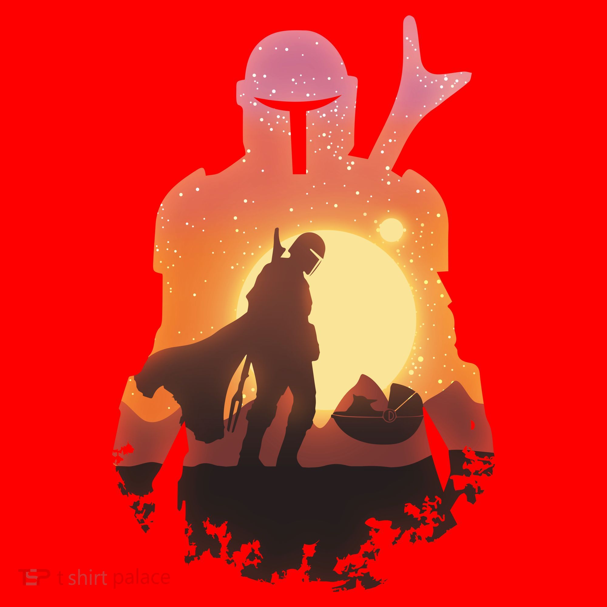 Mando Sunset Illustration Cool Graphic Santa Hat