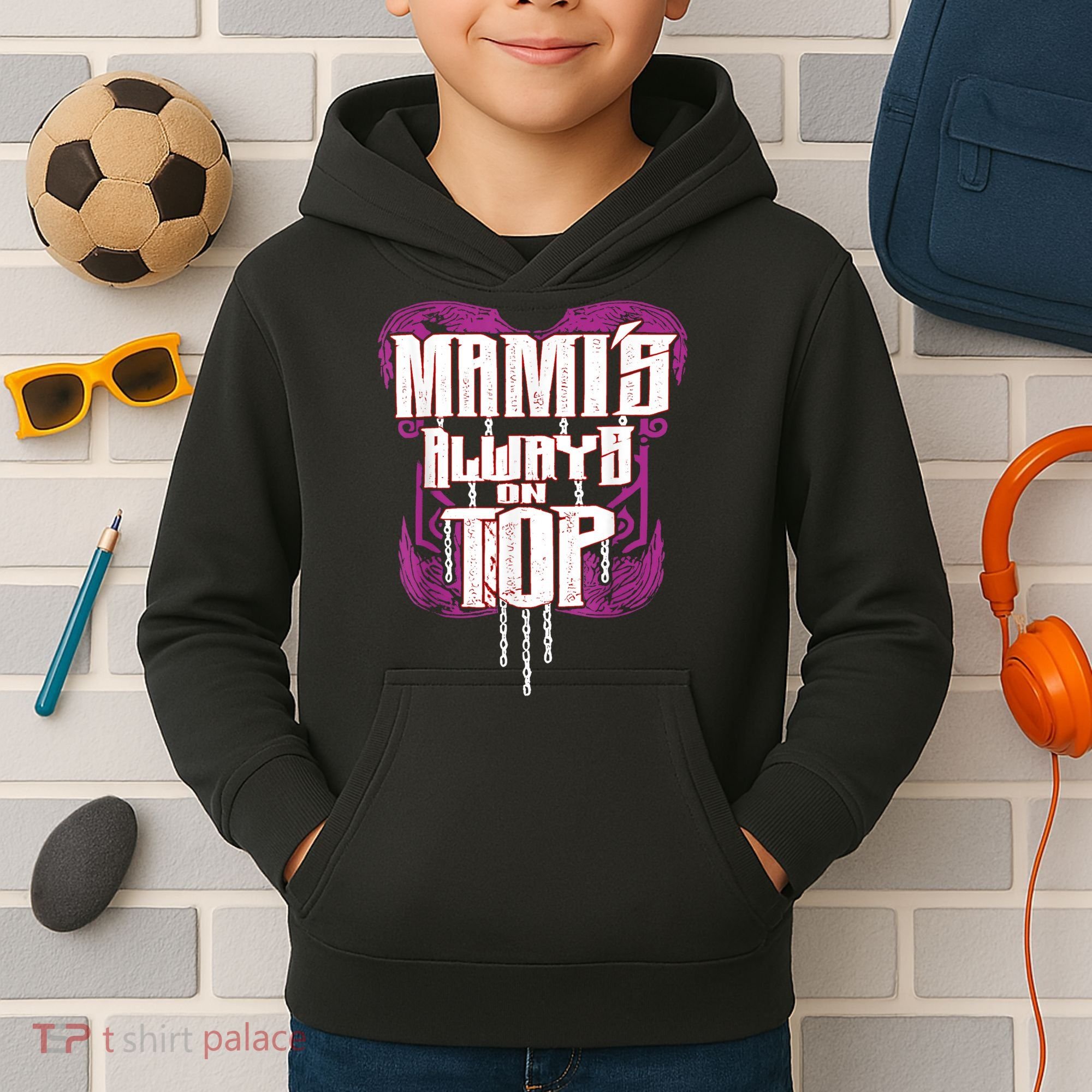 Mami’S Always On Top Funny Mom Kids Hoodie