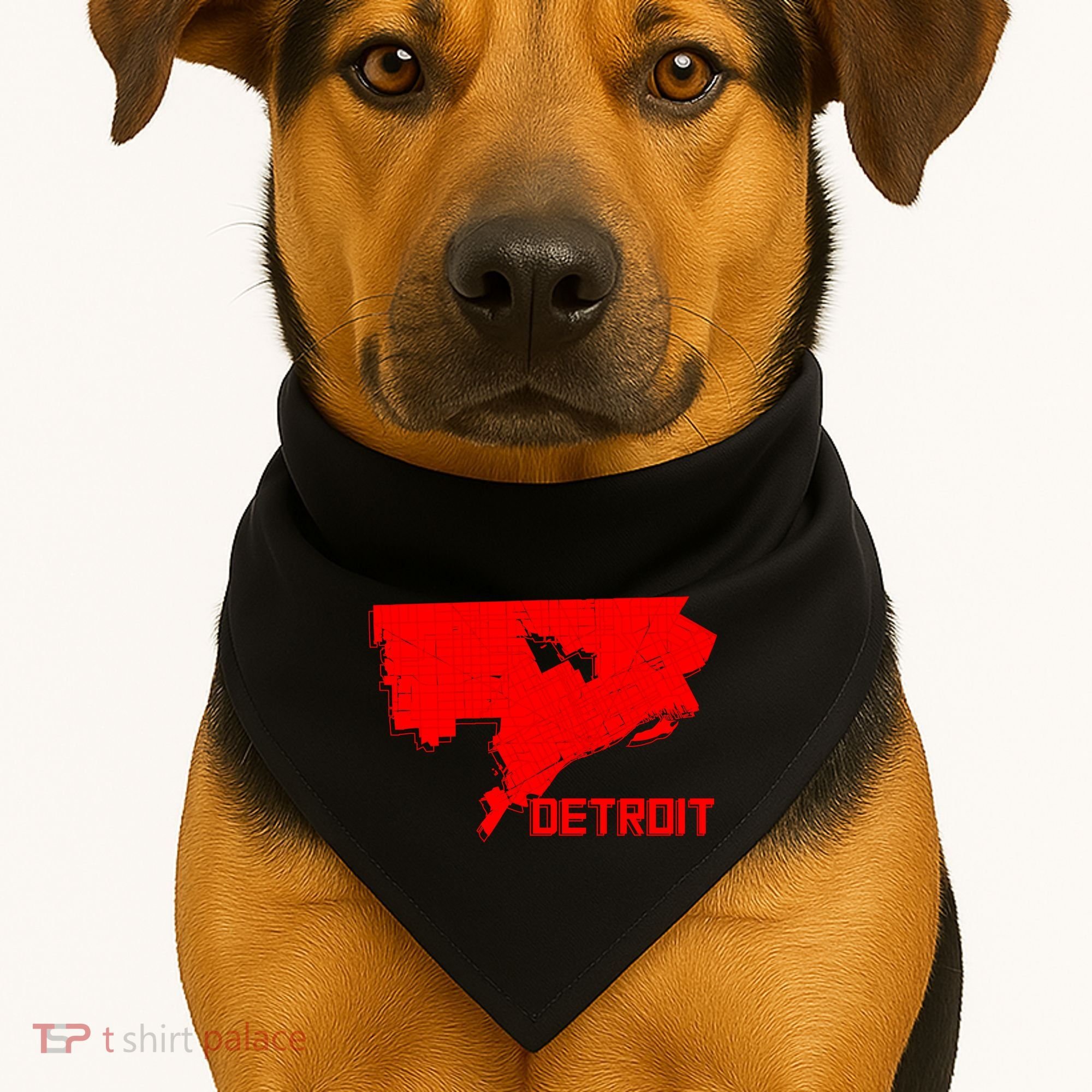 Map Of Detroit City USA-Made Doggie Bandana