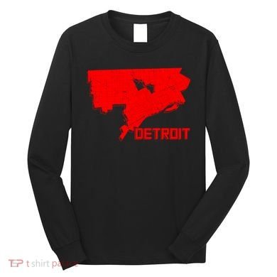 Map Of Detroit City Long Sleeve Shirt