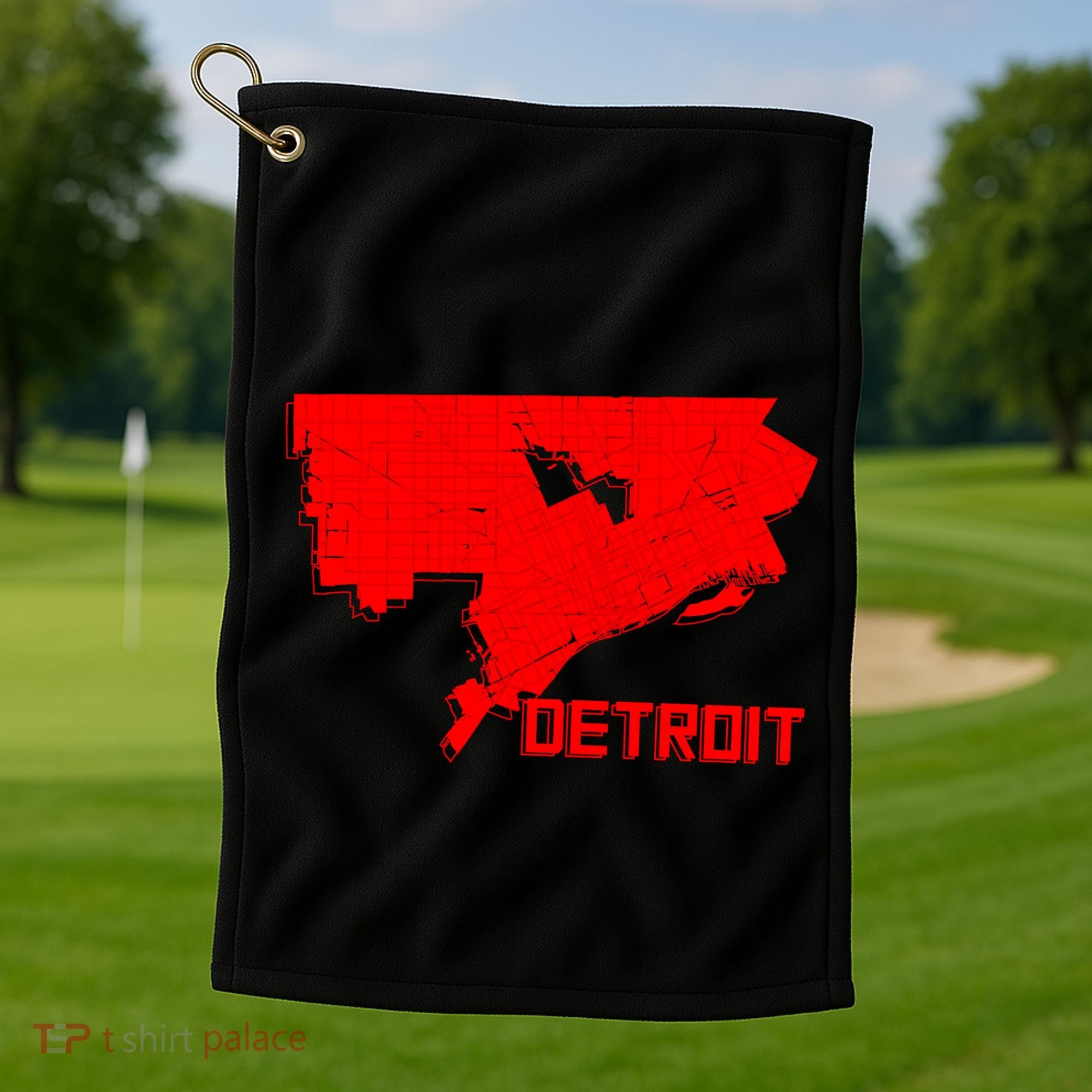 Map Of Detroit City Golf Towel