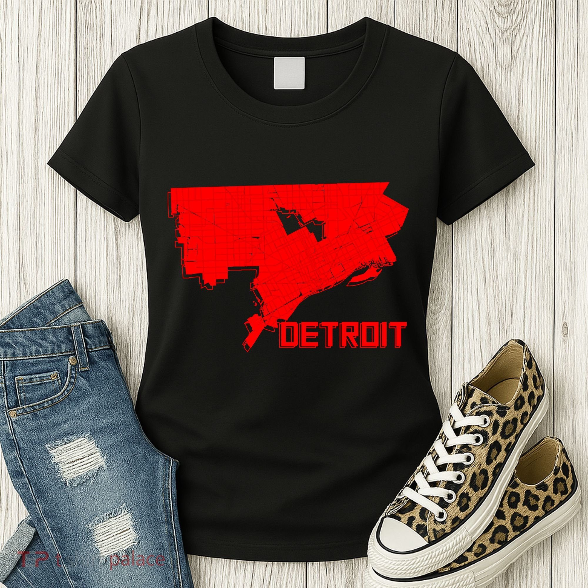 Map Of Detroit City Women's T-Shirt
