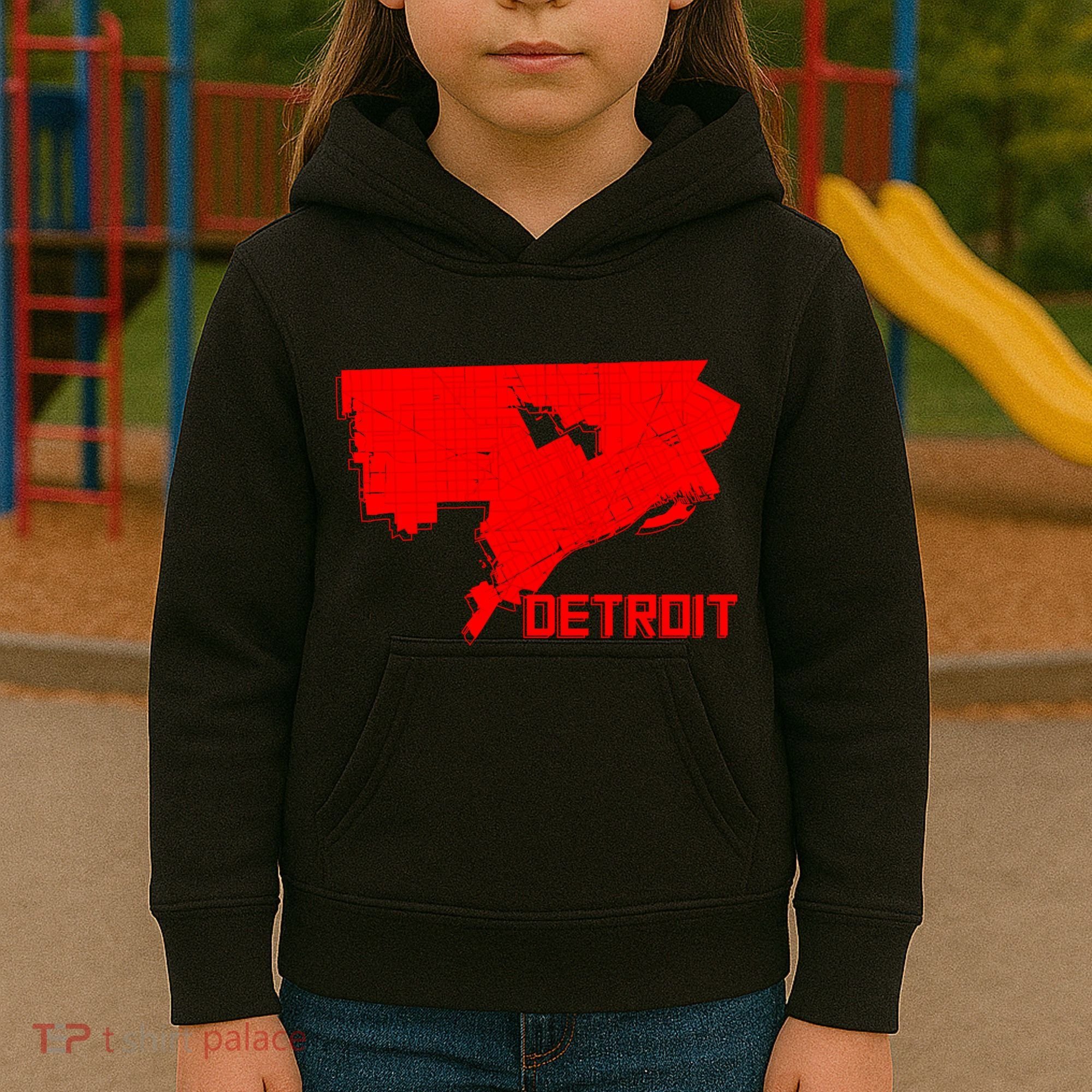 Map Of Detroit City Kids Hoodie