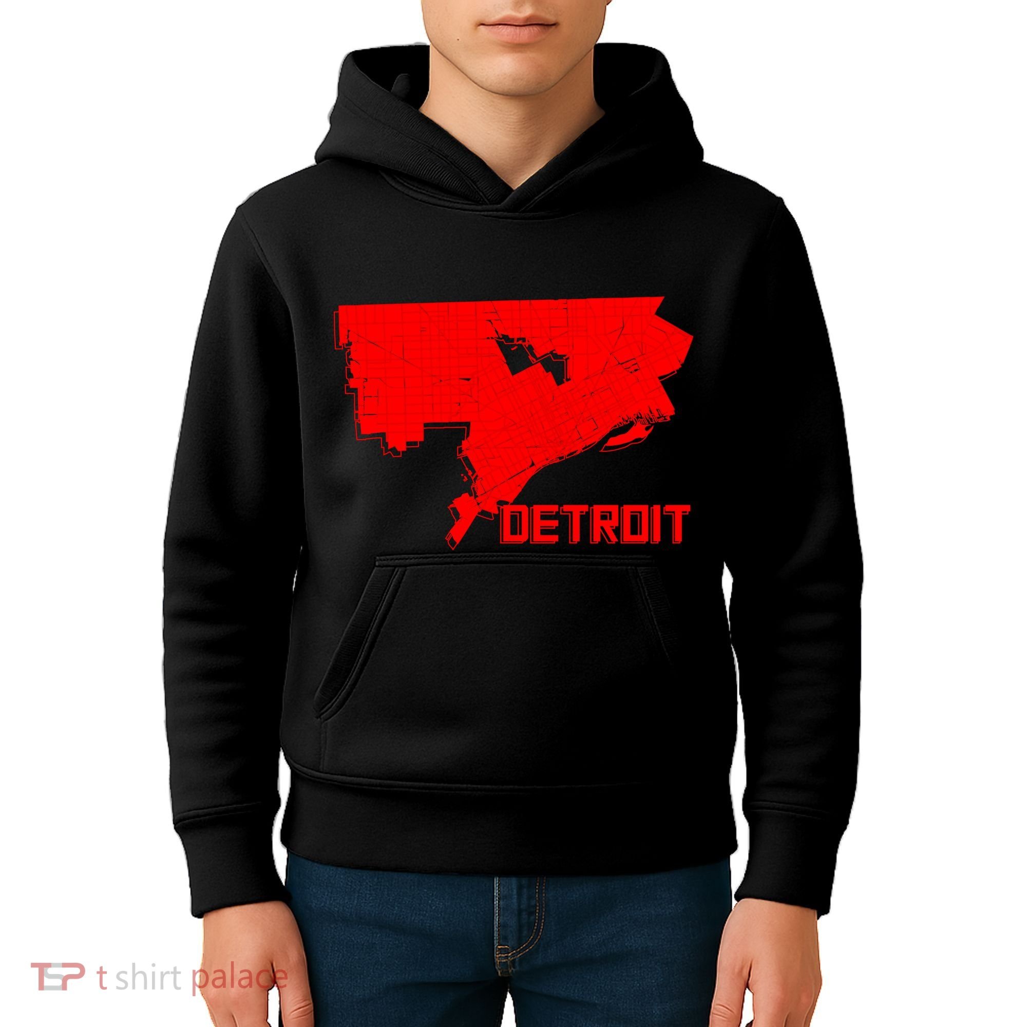 Map Of Detroit City Kids Hoodie