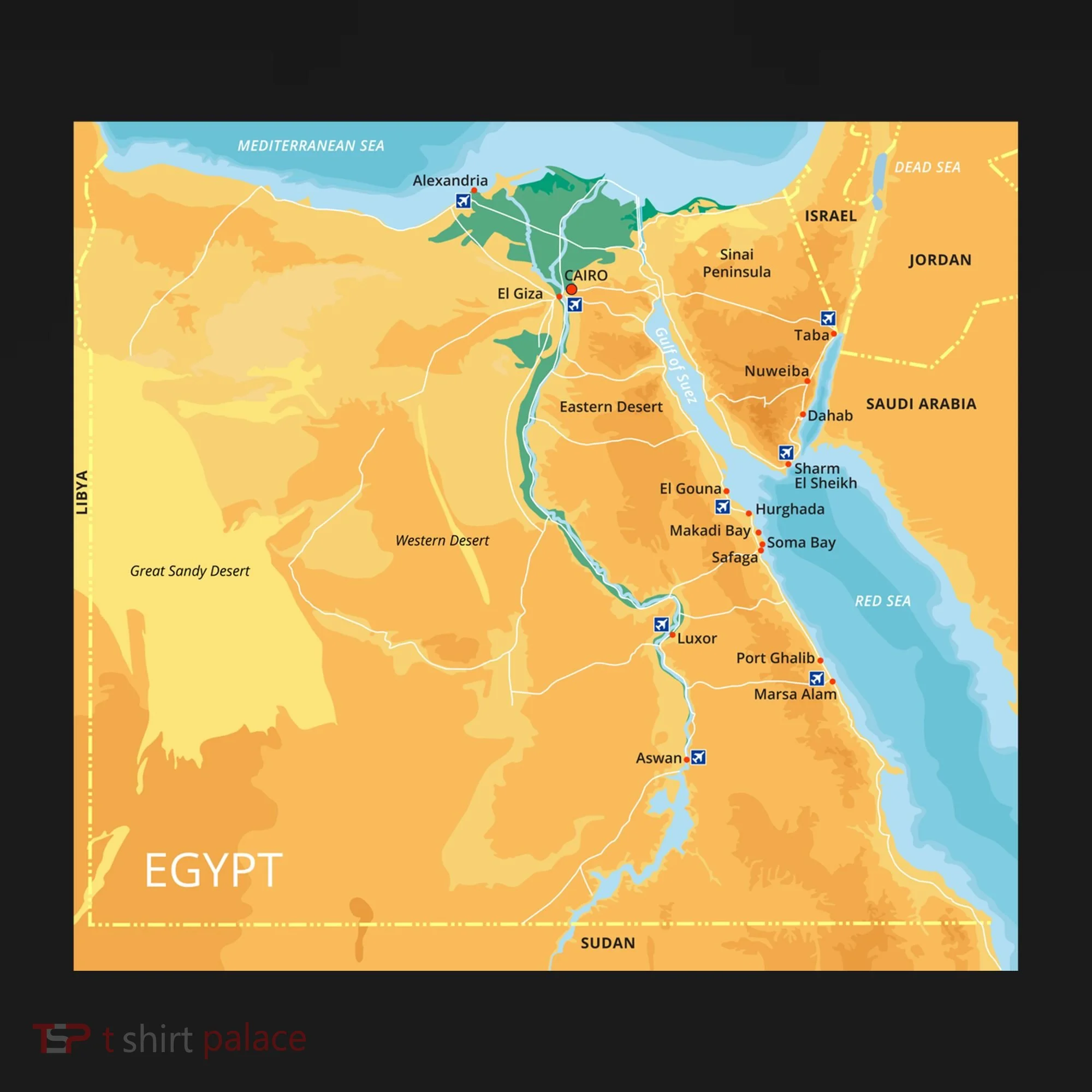 Map of Egypt Bucket Hat