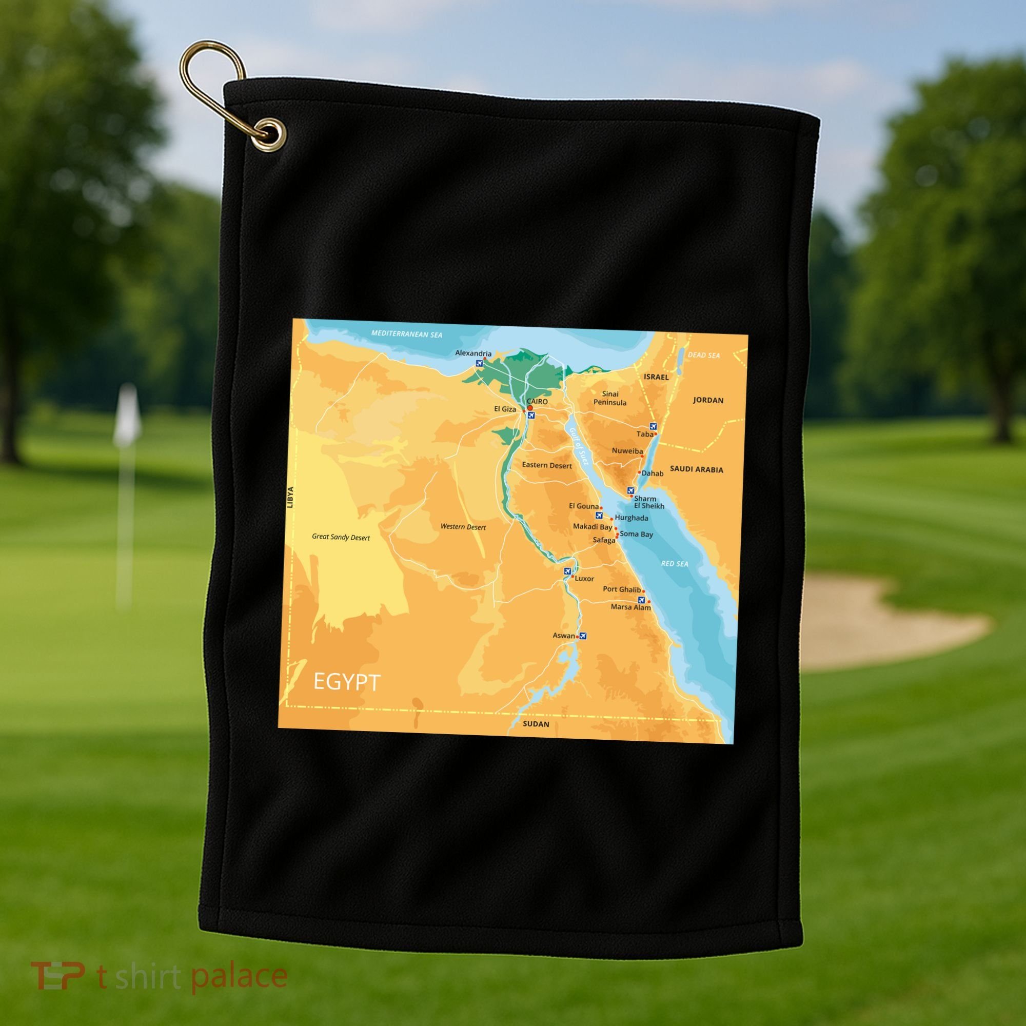 Map of Egypt Golf Towel