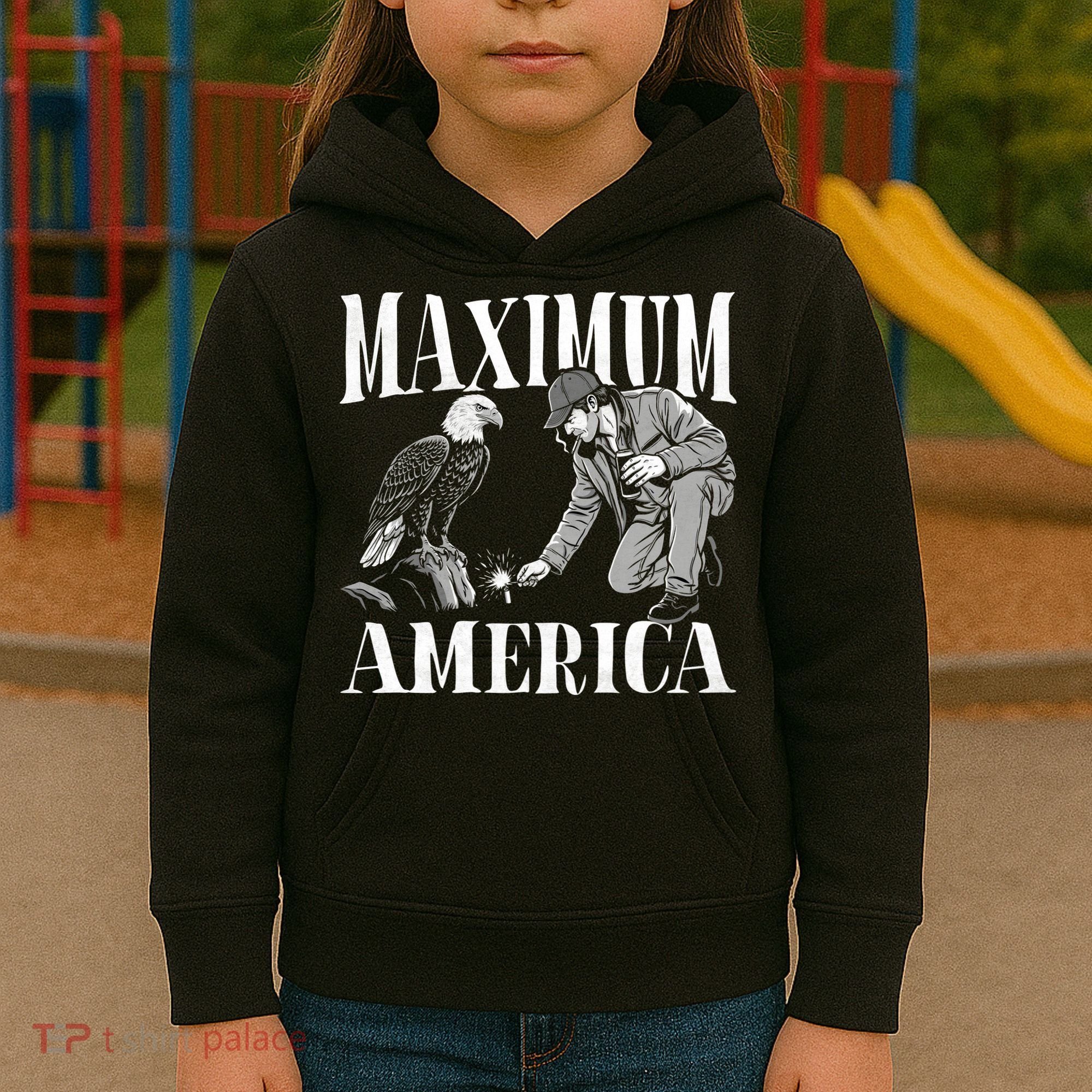 Maximum America Patriotic Bald Eagle Kids Hoodie
