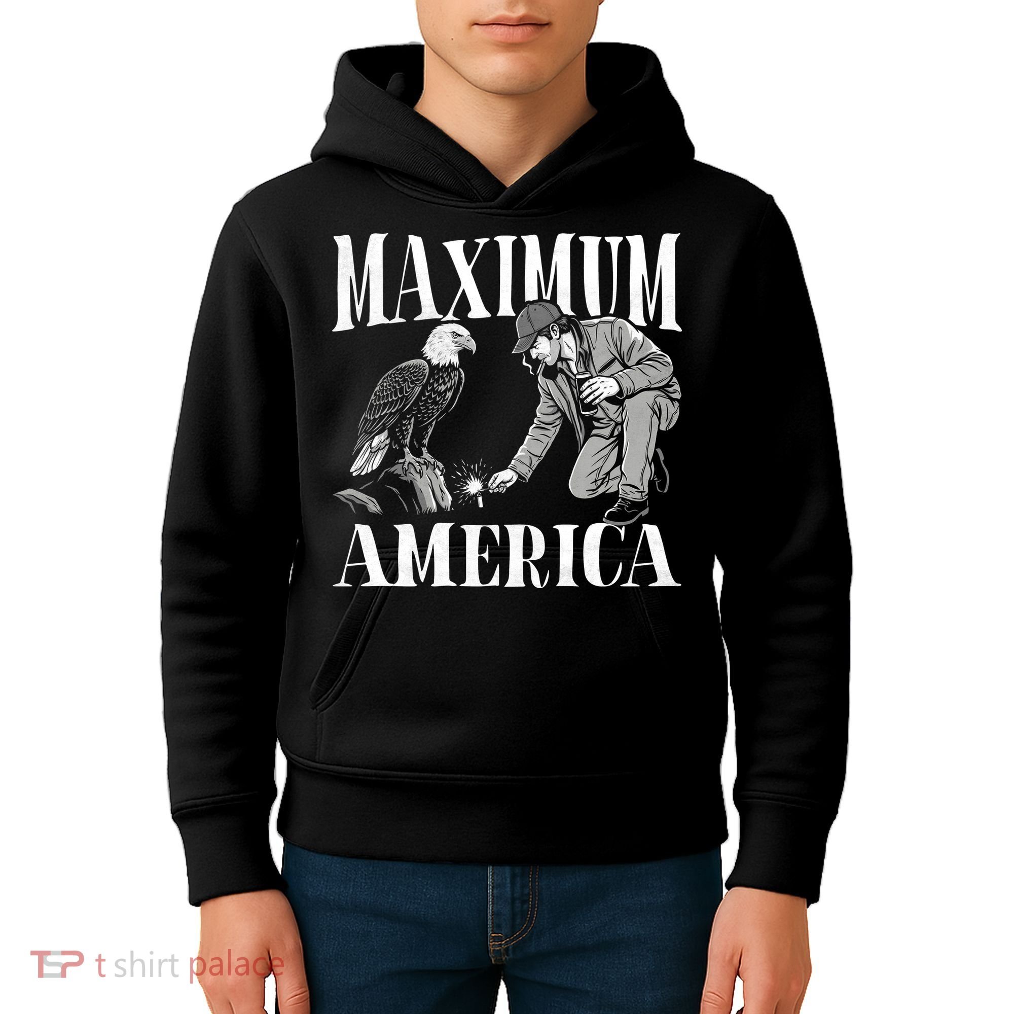 Maximum America Patriotic Bald Eagle Kids Hoodie
